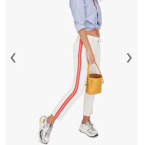 🤩 MOTHER Mid Rise Dazzler Crop Jeans MOTHER Off White Stripe Jean  sz28